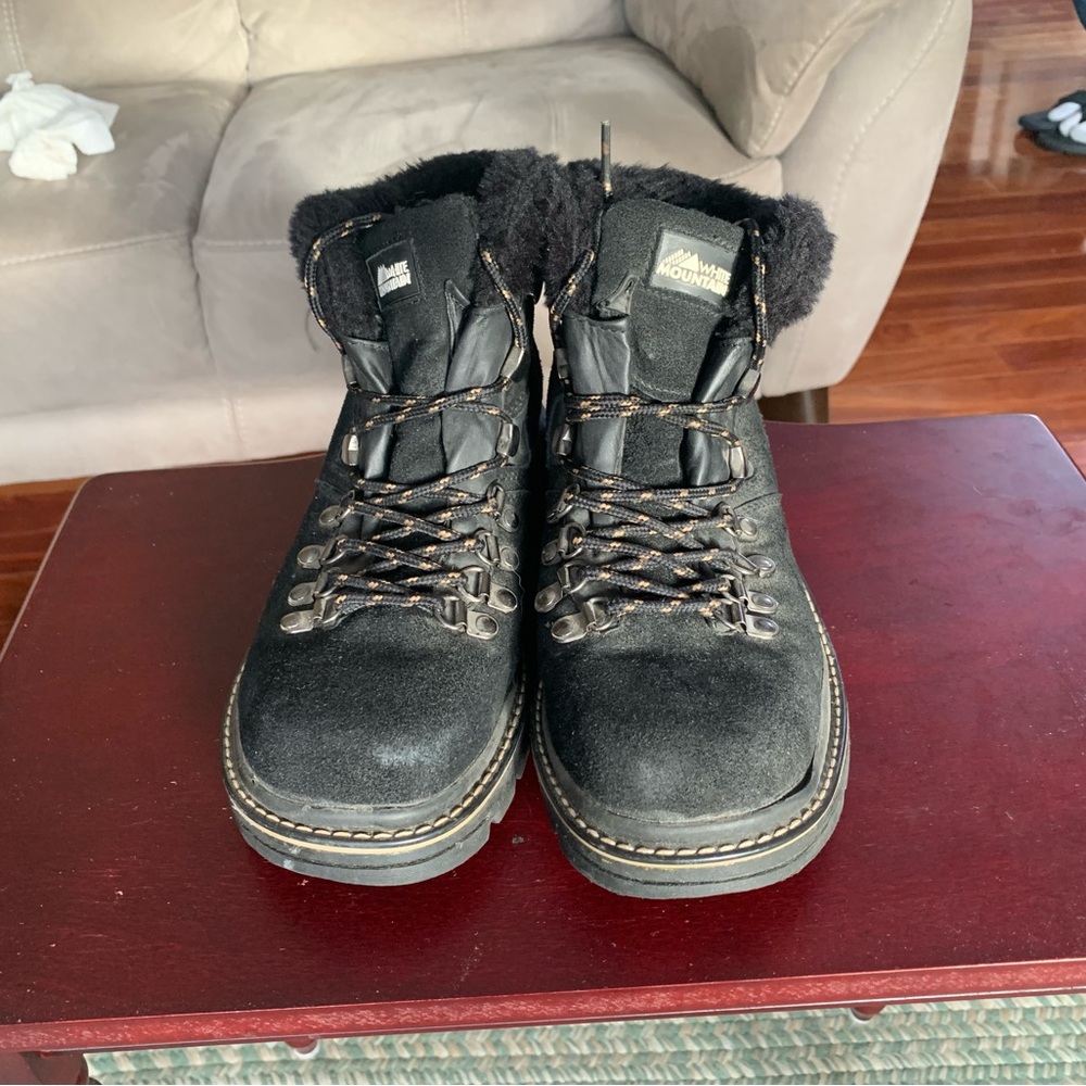 White Mountain Black Lace Up Boots with Sturdy Soles